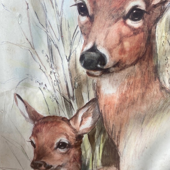 3/$30 💖 VTG Deer & Fawn Framed Wall Art Print - Picture 5 of 12